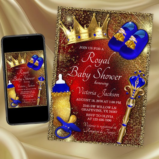 Boy Royal Prince Baby shower Uitnodiging