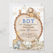 Boy Rustic Boho Safari Dieren Baby shower Kaart (Voorkant)