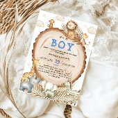 Boy Rustic Boho Safari Dieren Baby shower Kaart