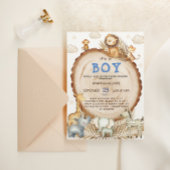 Boy Rustic Boho Safari Dieren Baby shower Kaart