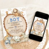 Boy Rustic Boho Safari Dieren Baby shower Kaart
