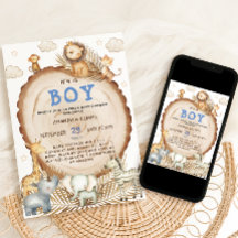 Boy Rustic Boho Safari Dieren Baby shower