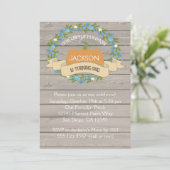 Boy Rustic Pumpkin 1st Birthday Party Invitation Kaart (Staand voorkant)