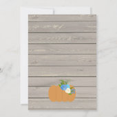 Boy Rustic Pumpkin 1st Birthday Party Invitation Kaart (Achterkant)