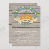 Boy Rustic Pumpkin 1st Birthday Party Invitation Kaart (Voorkant / Achterkant)
