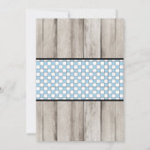 Boy rustiek hout familie Baby Q douche Kaart (Achterkant)