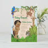 Boy Safari Animal Baby shower Invitation Kaart (Staand voorkant)