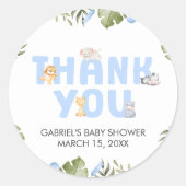 Boy Safari Animal Baby Shower  Ronde Sticker (Voorkant)