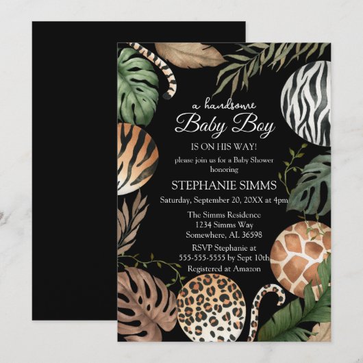 Boy Safari Baby shower Kaart (Voorkant / Achterkant)