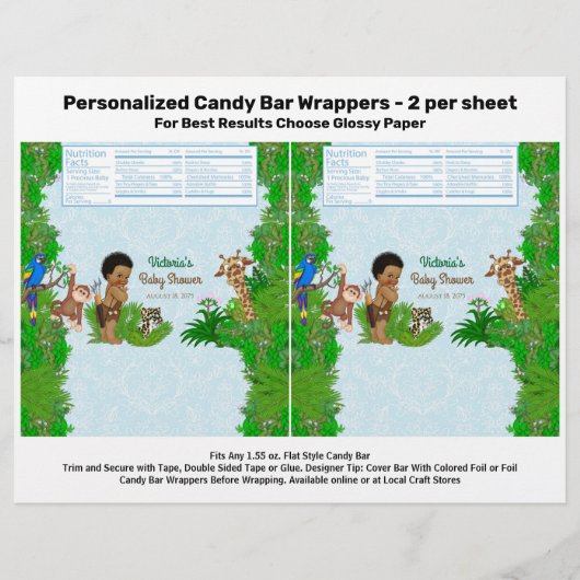 Boy Safari Baby shower Snoep Bar Wrapper Flyer (Voorkant)