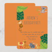 Boy Safari Birthday Invitation Kaart (Voorkant / Achterkant)
