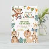 Boy Safari Birthday party animals invitation Kaart (Staand voorkant)