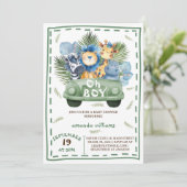 Boy Safari Car baby shower Kaart (Staand voorkant)