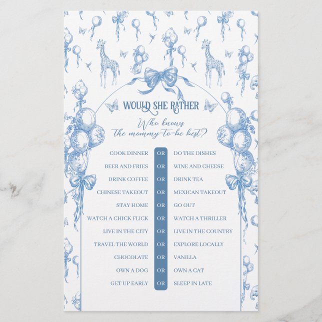 Boy Safari Dierenblauw Baby shower Mama Game (Voorkant)