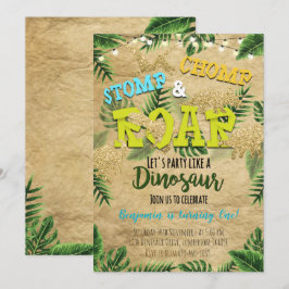 Boy Safari Dinosaur Birthday Uitnodiging