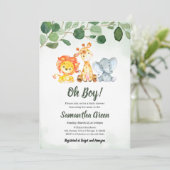 Boy Safari Oerwoud Baby shower Kaart (Staand voorkant)