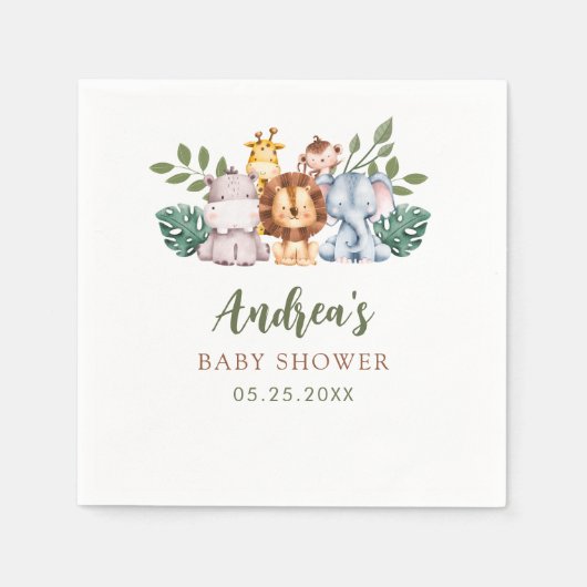 Boy Safari Oerwoud Baby shower Napkins Servet (Voorkant)