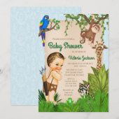 Boy Safari Oerwoud Baby shower uitnodiging (Voorkant / Achterkant)