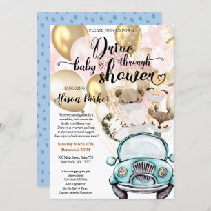 Boy Safari Oerwoud Drive by Baby shower Inv Kaart