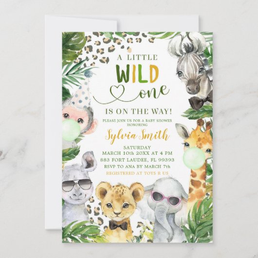 Boy Safari Wild Een Baby shower Uitnodiging (Voorkant)