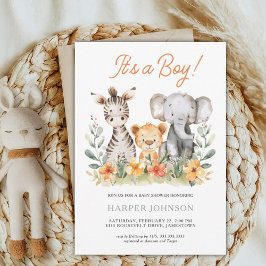 Boy Safari Wild Een Baby shower Uitnodiging