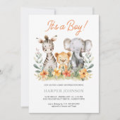 Boy Safari Wild Een Baby shower Uitnodiging (Voorkant)