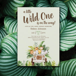 Boy Safari Wild One Dieren Groen Baby shower Kaart