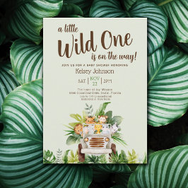 Boy Safari Wild One Dieren Groen Baby shower Kaart