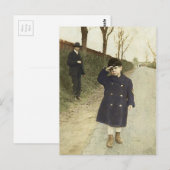 Boy Saluting Vintage Photo Briefkaart (Voorkant / Achterkant)