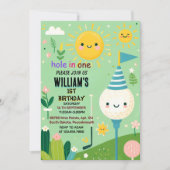 Boy schattig golfgat in een eerste 1e verjaardag kaart (Voorkant)