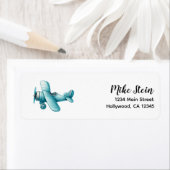 Boy Schattige Blue Airplane Travel Kids Verjaardag Etiket (Insitu)