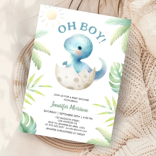 Boy Schattige Dinosaur Boy Baby shower Kaart