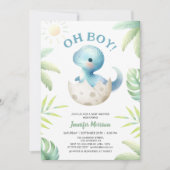 Boy Schattige Dinosaur Boy Baby shower Kaart (Voorkant)