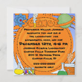 Boy Science verjaardagsfeestje uitnodiging (Achterkant)