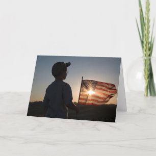Boy Scout Holding USA Flag Kaart