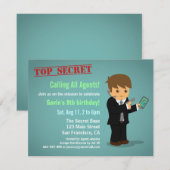 Boy Secret Agent Birthday Party Kaart (Voorkant / Achterkant)