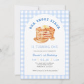 Boy Short Stack Pannenkoek Ontbijt Verjaardagsfees Kaart (Voorkant)