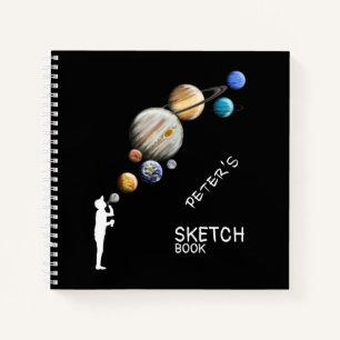 Boy Silhouette Blogble Planeten Monogram Notitieboek