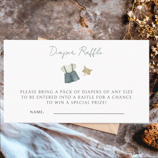 Boy Simple Clothes Waterverf Baby shower Informatiekaartje