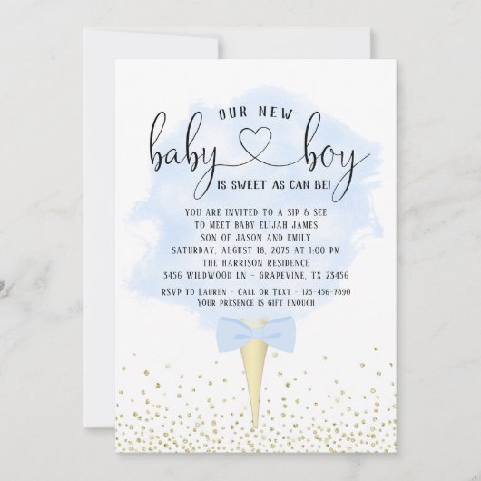 Boy Sip See Cotton Snoep Baby shower Kaart (Voorkant)