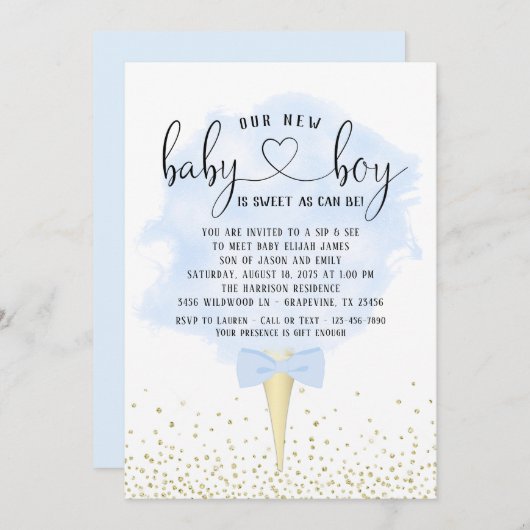Boy Sip See Cotton Snoep Baby shower Kaart (Voorkant / Achterkant)