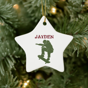 Boy Skateboarding Personalized Skateboarders Keramisch Ornament