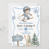 Boy Ski Birthday Invitation Kaart (Voorkant)
