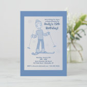 Boy Skier Invitation Kaart (Staand voorkant)