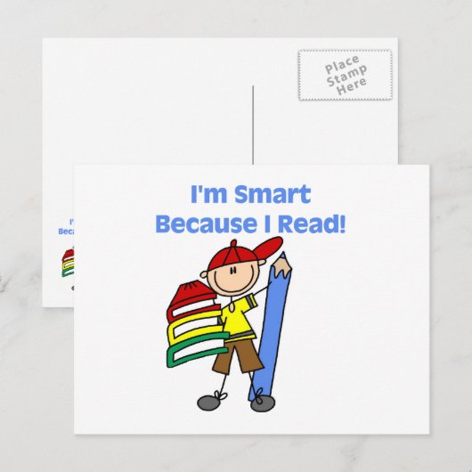 Boy Smart omdat ik las Briefkaart (Voorkant / Achterkant)