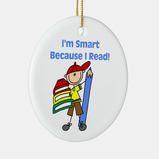Boy Smart omdat ik las Keramisch Ornament (Rechts)