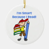 Boy Smart omdat ik las Keramisch Ornament (Voorkant)