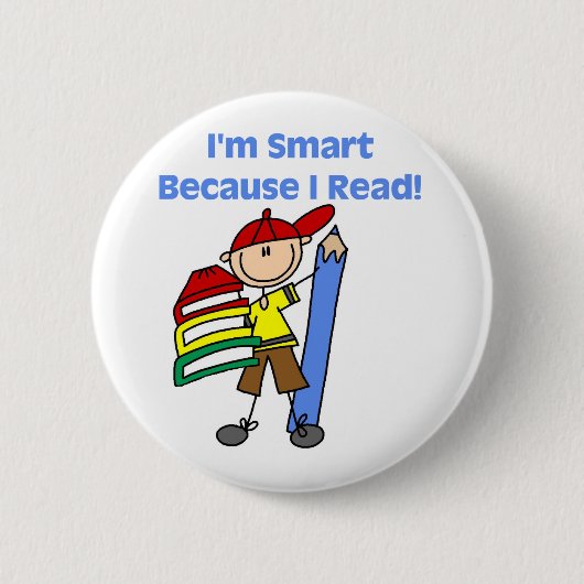 Boy Smart omdat ik las Ronde Button 5,7 Cm (Voorkant)