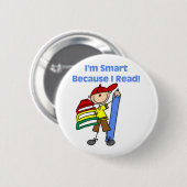Boy Smart omdat ik las Ronde Button 5,7 Cm (Voorkant /achterkant)