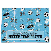Boy Soccer Player blauw Gift Bag Groot Cadeauzakje (Voorkant)
